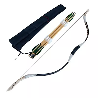 54'' Han Bow Set 30-80lb Archery Fiberglass Bow Traditional Horsebow Recurve Bow • $89