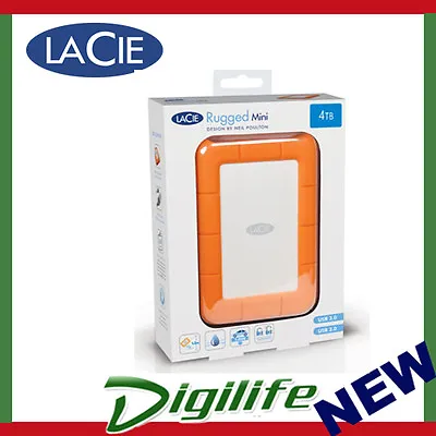 LaCie 4TB USB 3.0 Rugged Mini Portable Mobile Hard Drive - LAC9000633 • $289