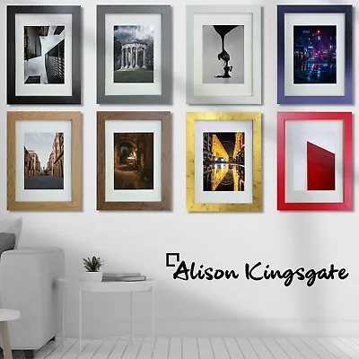 £5.33 • Buy Picture Frames With White Mount Photo Poster Frame Art A1 A2 A3 A4 A5 Black Oak