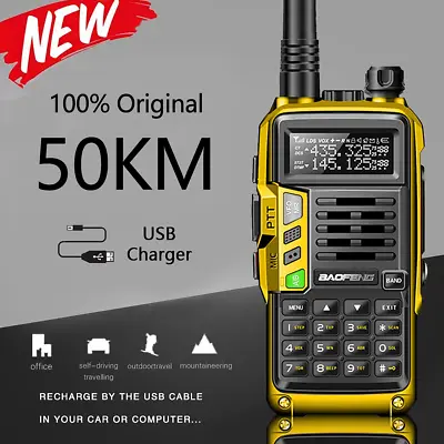 Baofeng 10w Vhf/uhf Tri-band Walkie Talkie Two Way Radio Fm Ham Long Range Radio • £41.03