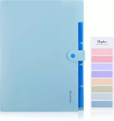 Blue File Folders With 5 Pockets Cute Accordion File Organizer Labels Letter A • $12.59