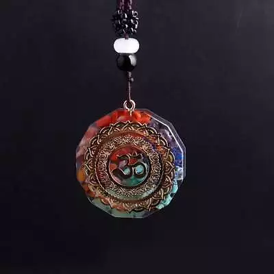 Natural Crystal Orgonite Pendant 7 Chakra Healing Talisman Women Men Necklace • $6.71