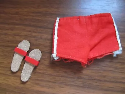 Barbie Ken Doll Vintage Red Swim Shorts Red Cork Sandals #750 • $15.99