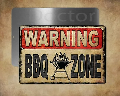 WARNING BBQ ZONE Backyard Patio Grill 8  X 12  Metal Sign • $11.47