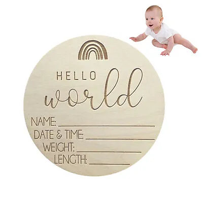 Nursery Baby Announcement Sign Photo Prop Memorial Party Keepsake Hello World • $7.52