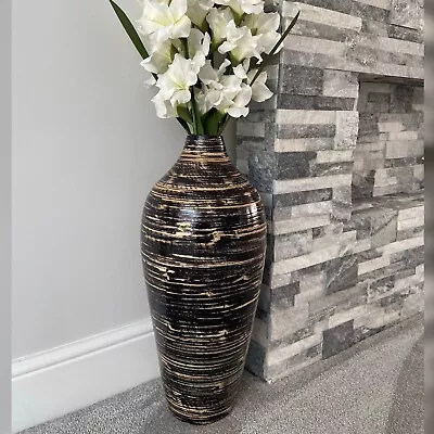 Large Vase Floor Standing Tall For Artificial Flowers Pampas Grass Decor 60cm • £79.99