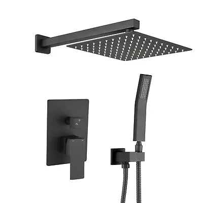 $112.50 • Buy Shower Faucet Set 10  Rainfall Head Combo Kit With Mixer Valve Wall Mount Black