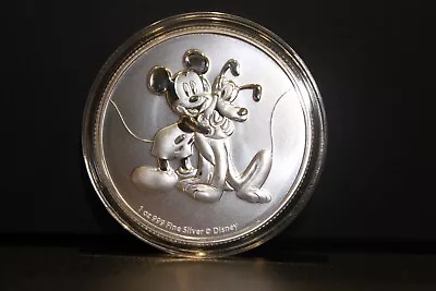 2020 Niue Disney Mickey & Pluto 1 Oz Silver Coin In Direct Fit Capsule • $50