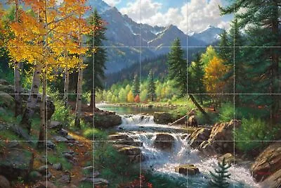 Ceramic Backsplash Tile Mural Woodland Landscape Woods Kitchen/Bathroom/Livin... • $790.37