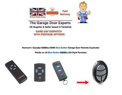 Hormann Garage Remote Control Garador HSE Blue Button Key Fob Operator 868.3mhz • £12.95