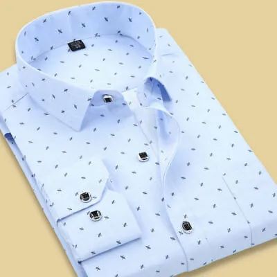 Mens Dot Multicolor Long Sleeves Casual Shirts Formal Slim Fit Dress Shirts Tops • $21.86