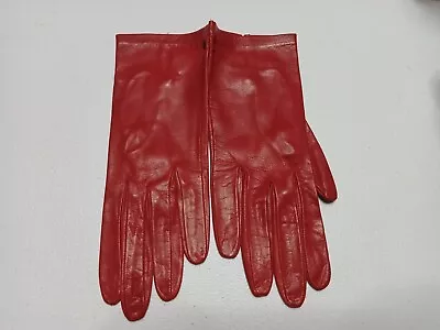 Vintage New Red Kidskin Leather Gloves Size 7 Made And Purchased Italy  • $34.99