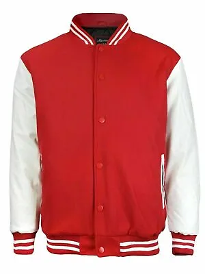 £46.99 • Buy Classic RED Varsity Wool Jacket Men Fashion College Baseball 320GSM UK STOCK