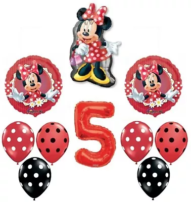 MAD About Minnie Mouse Red 5th Birthday Party Balloons Decorations Supplies Set  • $18.25