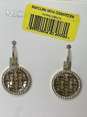 MICHAEL KORS MK Monogram Yellow Gold Drop Earrings Crystal MKJ5367710 • $49.99