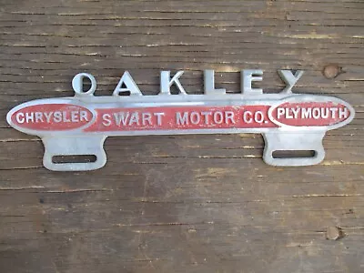 Vintage Chrysler Plymouth Accessory License Plate Topper Frame Sign OAKLEY KS • $110