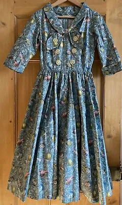 1950s 1960s Vintage Swing Circle Dress Carnegie It’s A Symphony XS S • £115