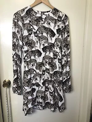 H&M Bengal Leopard Cat Dress Viscose Bell Sleeves NWOT Size 2 • $22.95