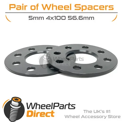 Wheel Spacers (2) Black 4x100 56.6 5mm For Daewoo LeMans 90-95 • $24.85