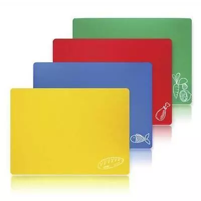 4 Pack Flexible Chopping Mat 12  X 15  Color Code Set Kitchen Flex Cutting Board • $9.89