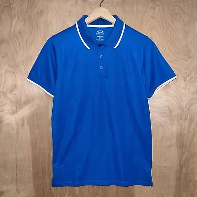 Men’s Oakley Hydrolix Polyester Logo Polo Shirt Blue White Size Small New • $24.95