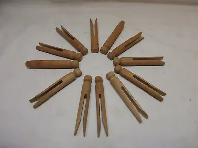 Lot Of 15 Vintage Round Wooden Push Clothes Pins For Crafts Or Display • $5