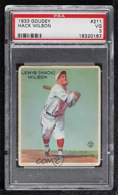 1933 Goudey Big League Chewing Gum R319 Hack Wilson #211 PSA 3 Rookie RC HOF • $873.70