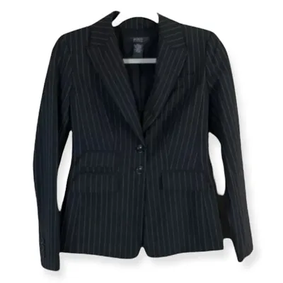 Body By Victoria 0 Womens Blazer Striped Shoulder Pad V Neck 2 Button • $16.96