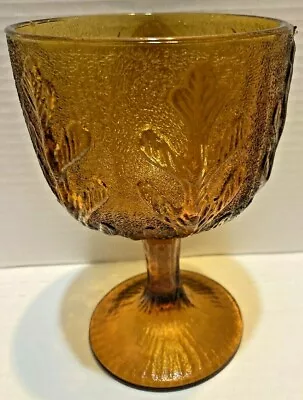 Vintage AMBER Depression Glass GOBLET Leaf Design • $8.99