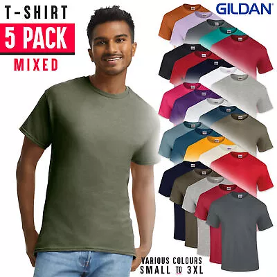 5 PACK Mixed Colour Men's Gildan Ultra Cotton Plain Blank T-Shirt Tees All Sizes • £29.95