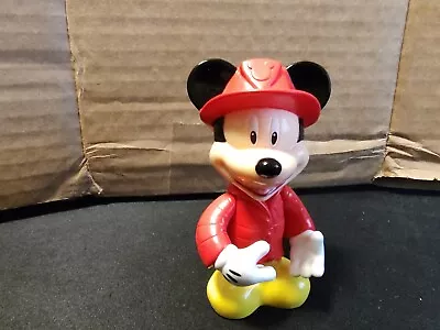 Disney 2008 Mickey Mouse Plastic Figure 3.5”Fireman Red Coat Hat Yellow Shoes • $7.25