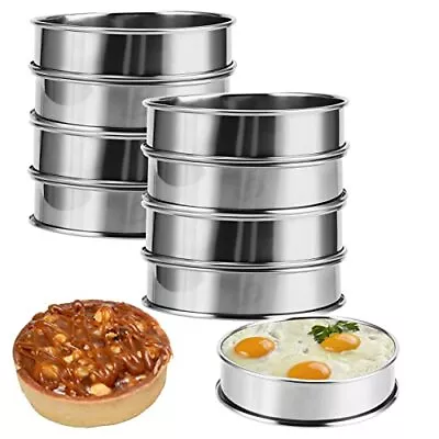 8 PCS 4 Inch English Muffin Ring Stainless Steel Crumpet Rings Double Rolled ... • $21.20