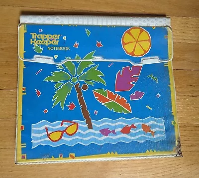 Mead Trapper Keeper Notebook Binder Blue Sky Beach Palm Trees Vintage 80s 90s • $4.99
