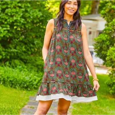 Matilda Jane L Breaking New Ground Dress Choose Your Own Path Green Floral Shift • £21.22