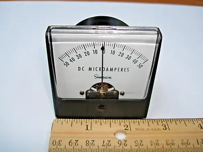 Vintage SIMPSON  DC Ammeter Analog Panel Meter 50-0-50 Microamps 1227 • $19.99