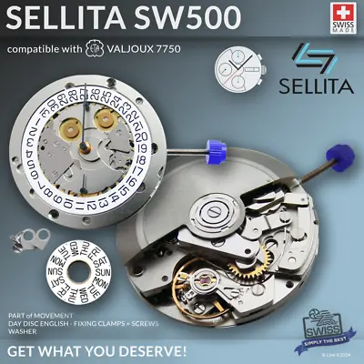MOVEMENT SELLITA SW500 AUTOMATIC CHRONOGRAPH (compatible With ETA VALJOUX 7750) • $358