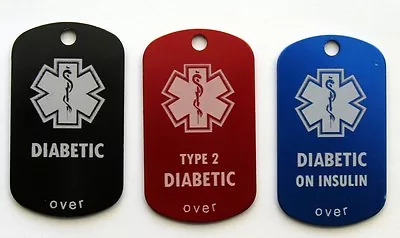 Diabetes Diabetic Medical Alert Tag - Free Custom Engraving Personalization • $9.99