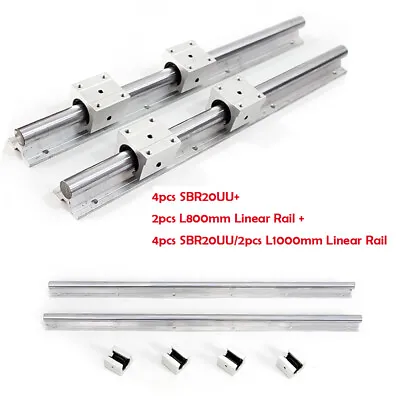 Linear Bearing Slide Guide Shaft 2 * Sbr20 Linear Rail 4 *Sbr20uu CNC Kit NEW UK • £29