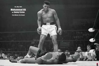 Ali Vs Liston First Minute Round Knockout Fight Boxing Photo Poster 36x24 • $13.98