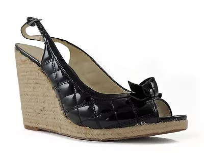 Enzo Angiolini Women's Irista Slingback Peep-Toe Wedges Black Size 10 M • $49.50