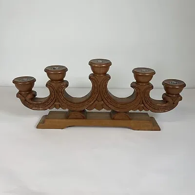 Vintage Wooden Candelabra 5 Arm Candles Table Display Hand Carved • £32.99