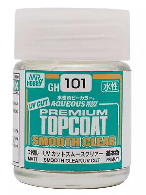 Gunze Mr.Hobby Aqueous Color PREMIUM TOPCOAT GH101 Smooth Clear UV Cut (18ml) • $6.99