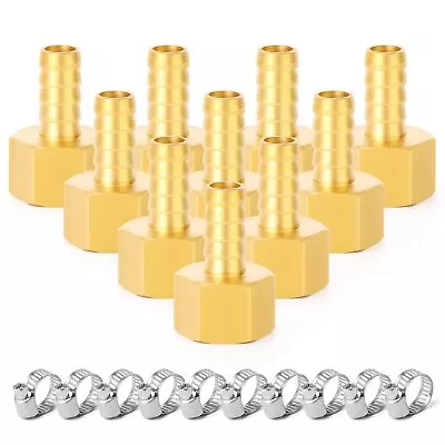 1/4 Inch Barb X 1/4 Inch Npt Brass Female Hose Fitting Connector Âˆpack Of 10Â‰ • $19.91