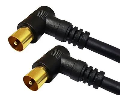 0.5M Metre Short Right Angle Angled TV RF Aerial Lead Cable Male To Coax Coaxial • £3.29