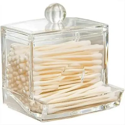 Clear Acrylic Cotton Pad Swab Q-tip Storage Bud Holder Case Cosmetic Makeup Bo$ • $16.06