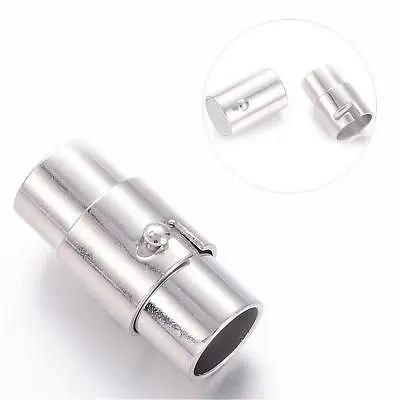 £3.29 • Buy Locking Magnetic Barrel Clasps Platinum Silver Tone 6 Mm Hole Magnetic Clasp