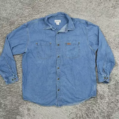 Carhartt Men's XL Button Shirt Long Sleeve Solid Blue Denim Solid Cotton • $19.99