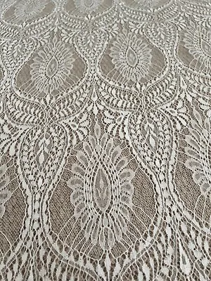 Ivory Bridal Scallop Lace Chantilly Raschel Boho Lace Dainty Palm Design • £13