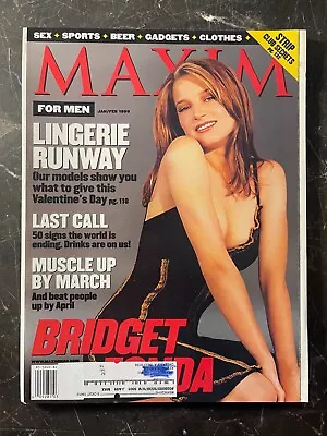 1999 Maxim Magazine January February Bridget Fonda Cover Lingerie Models-MINT! • $14.99