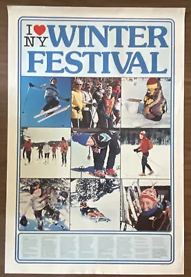 Vintage Poster I Love NY Winter Festival Skiing Tourism • $149